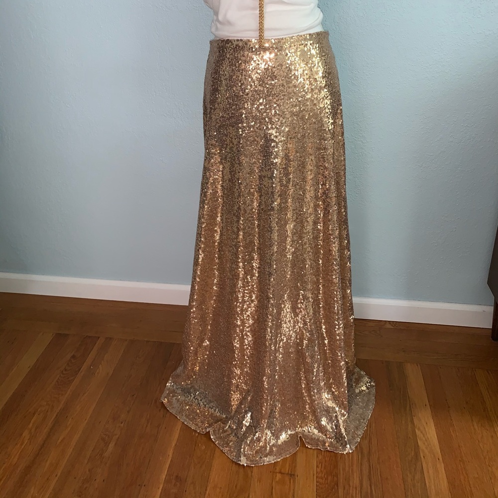 Gold sequin maxi skirt